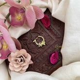 Vriksham Leaf & Diya Style Press Naths/Nose Pin-Red White-G20747